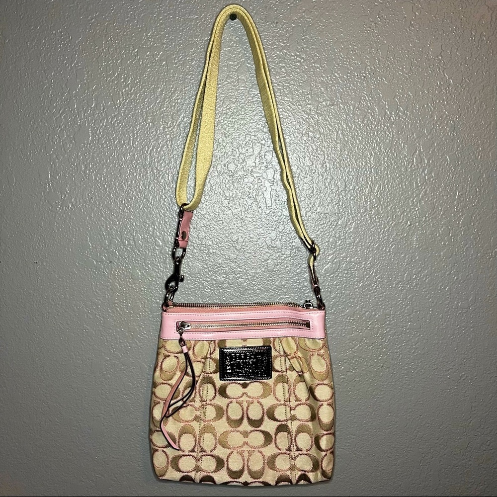 Coach Poppy Cross Body Purse Beige/Pink
